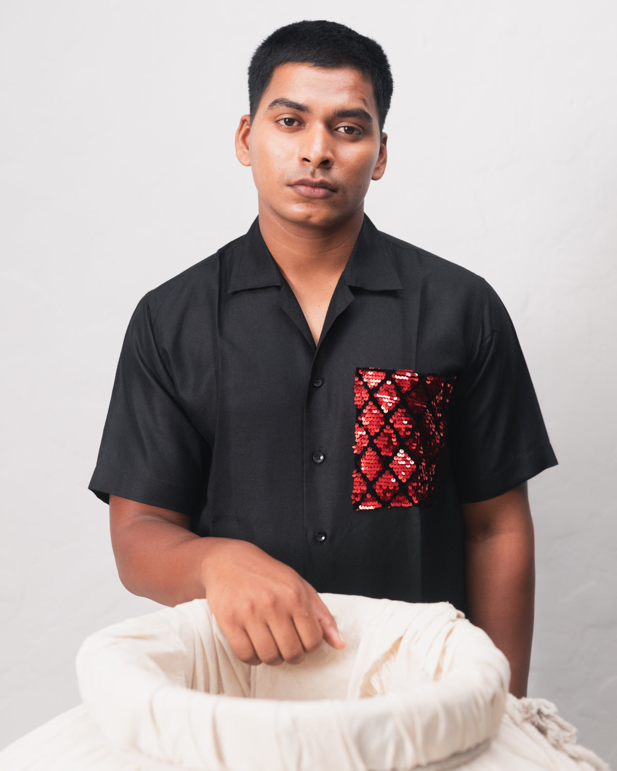 Sequin Pocket Cuban Shirt